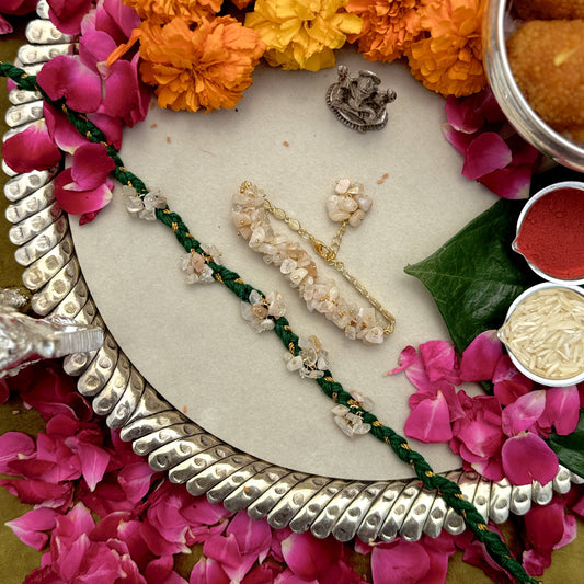 White Moonstone Rakhi Pair