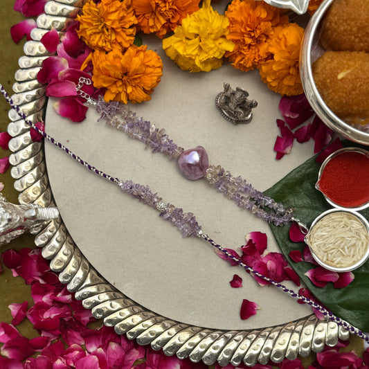 Amatrine & Purple Signity Pearls Rakhi Pair
