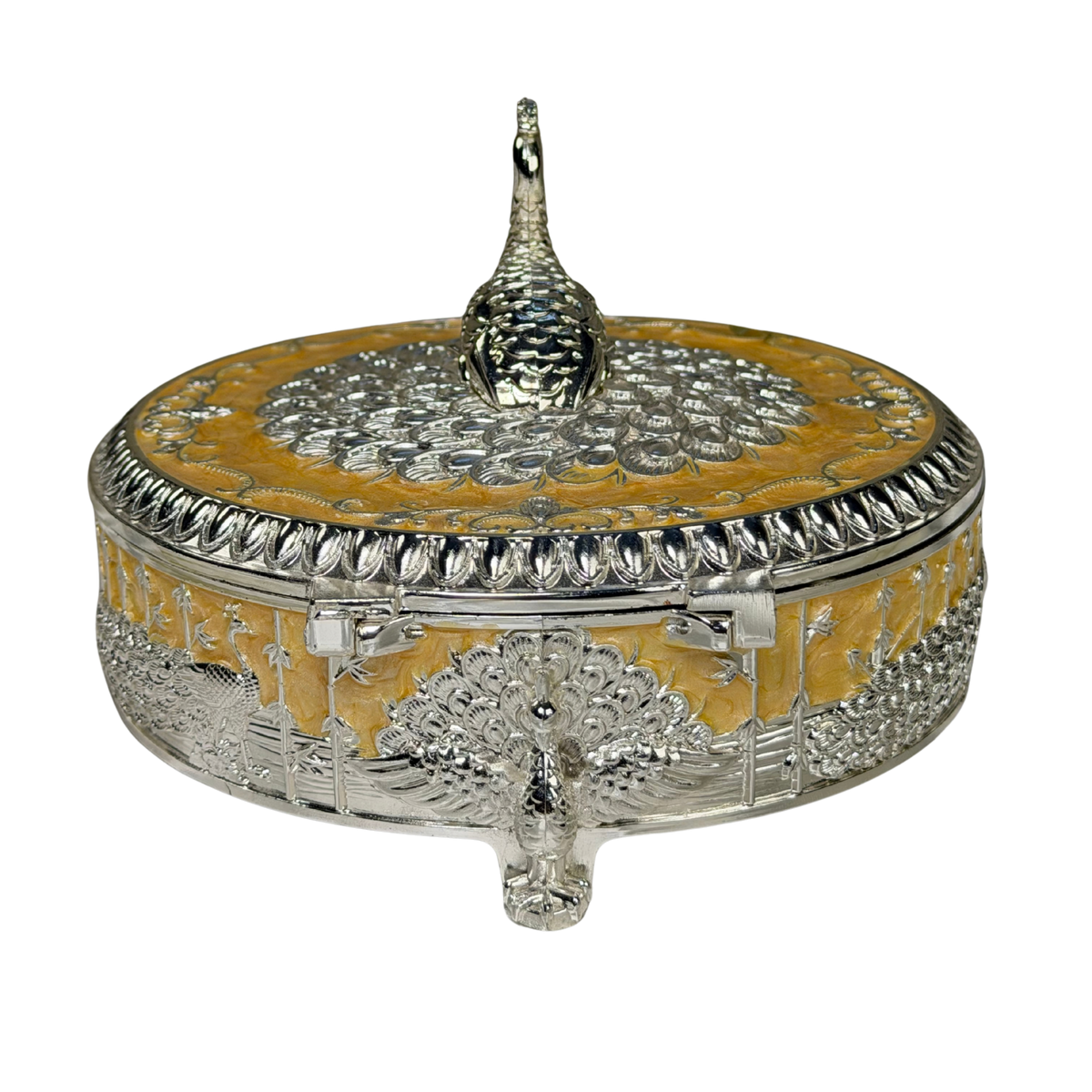 The Imperial Peacock: Pastel Silver Dry Fruit Box