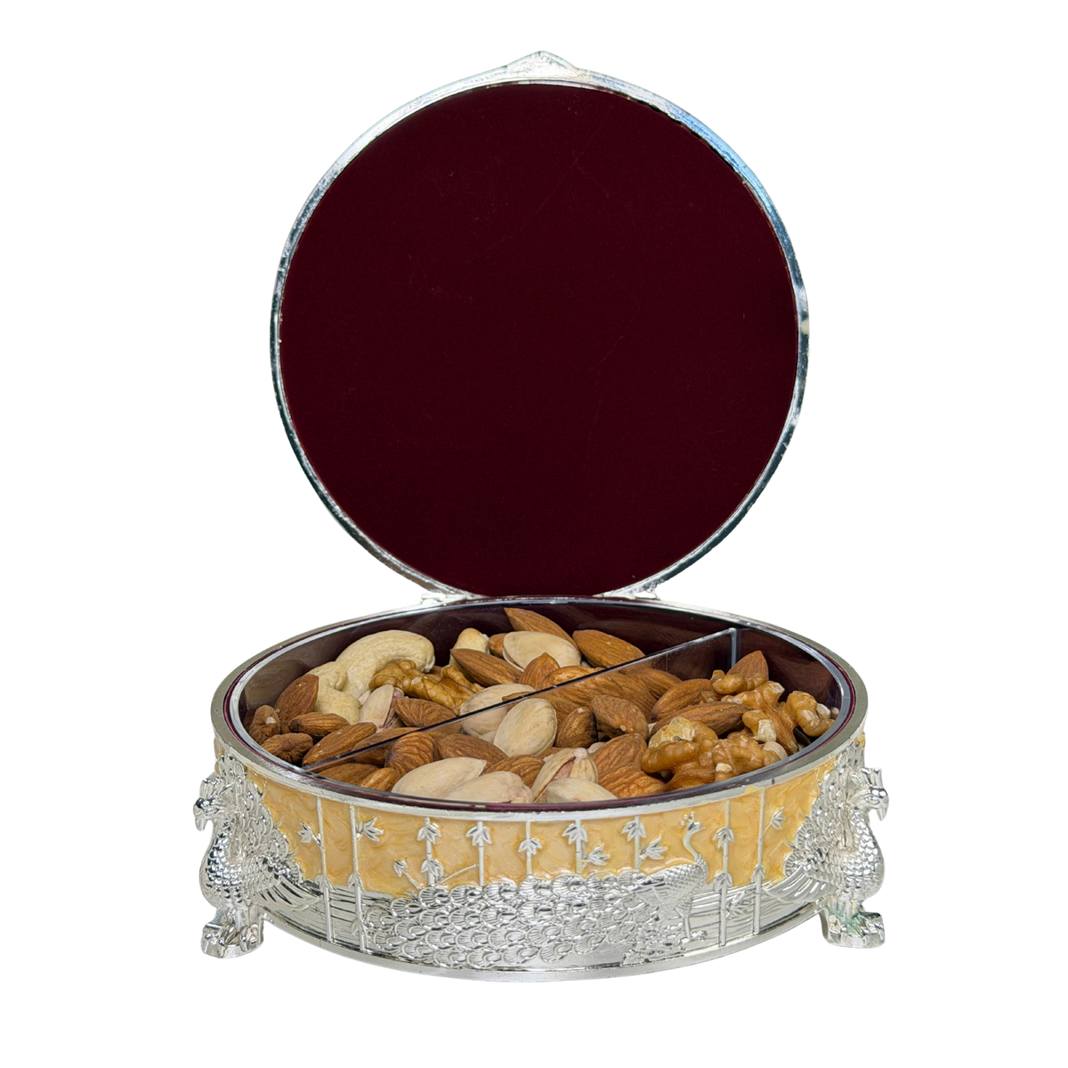 The Imperial Peacock: Pastel Silver Dry Fruit Box