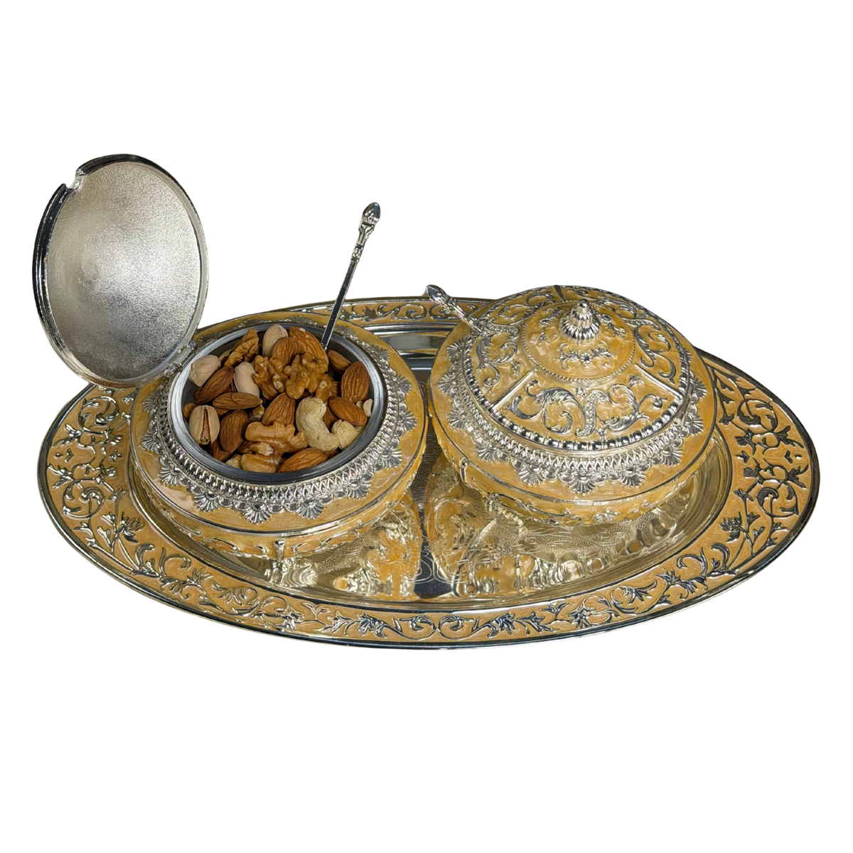 Royal Motif Pastel Dry Fruit Platter & Dry Fruit Boxes