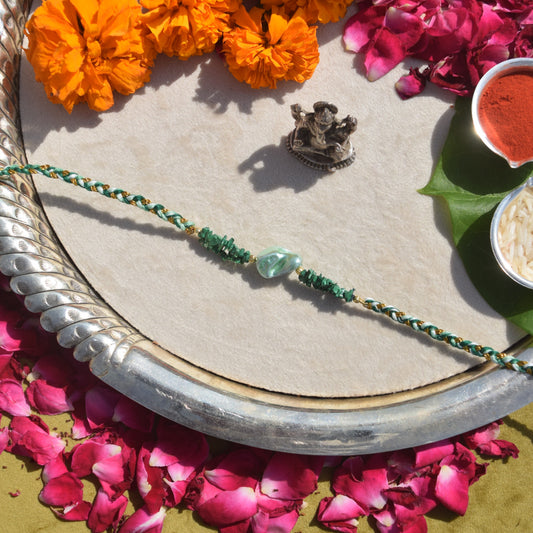 Melachite & Green Signity Pearl Rakhi for Brother