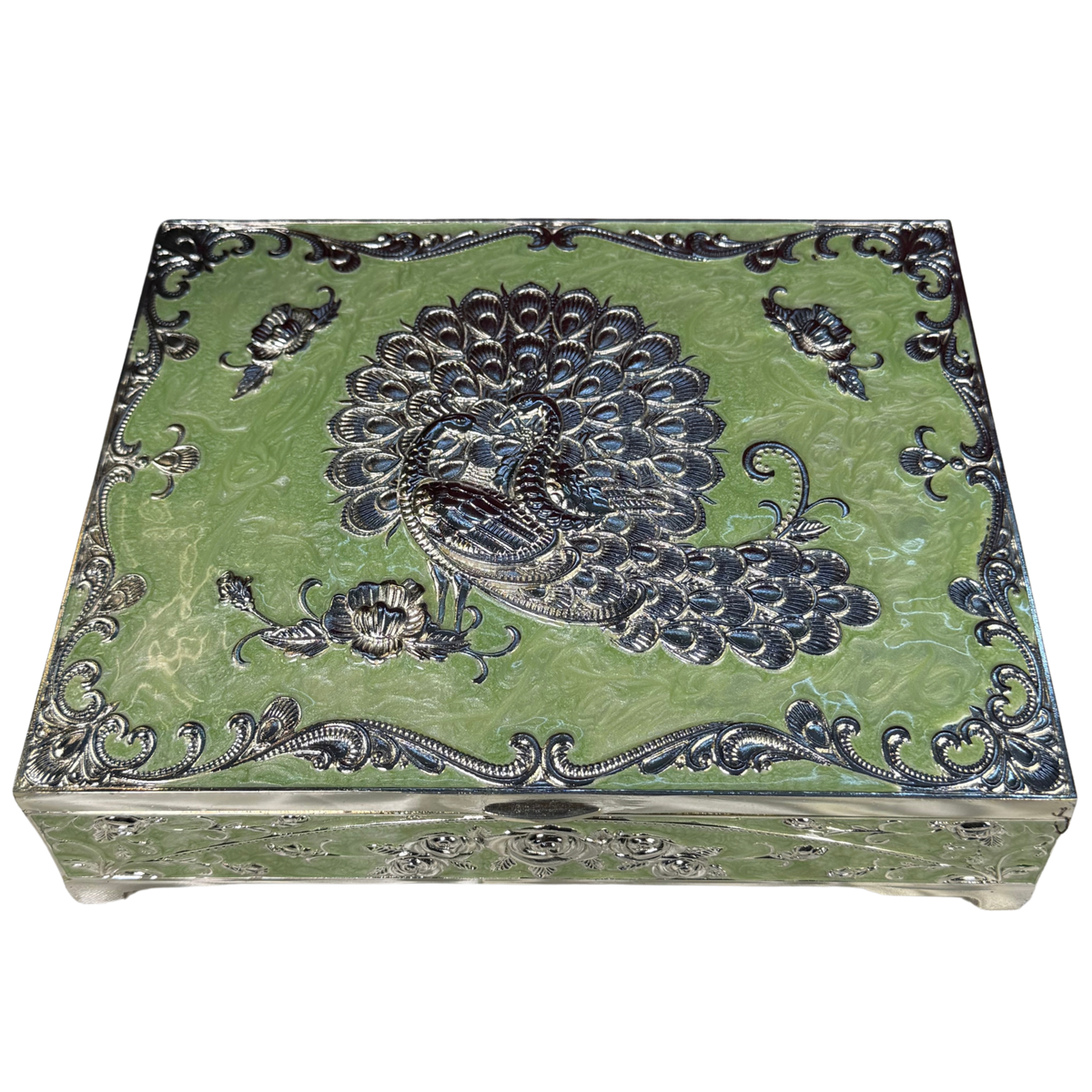 The Serene Silver-Plated Artisan Dry Fruit Box