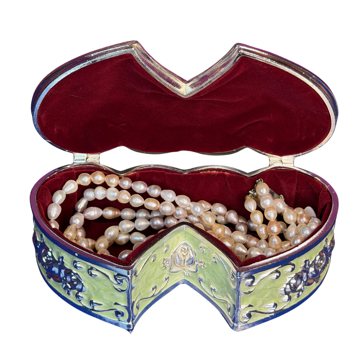 Opulent Pastel & Silver Motif Jewellery & Vanity Box