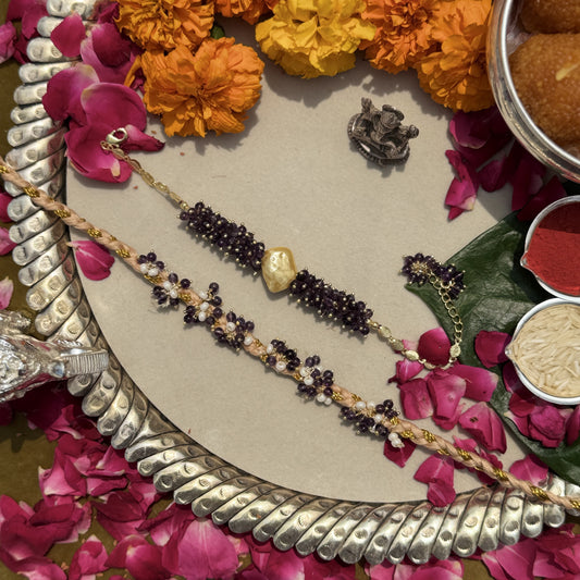 Amethyst & Signity Pearl Rakhi Pair