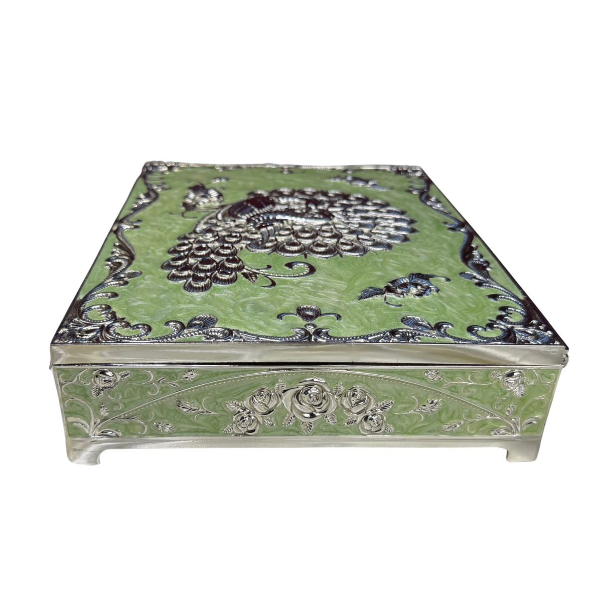 The Serene Silver-Plated Artisan Dry Fruit Box