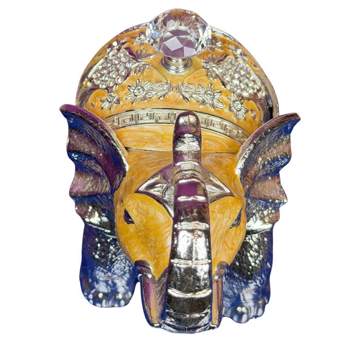 Royal Elephant Silver-Plated Dry Fruit Box in Soft Pastels