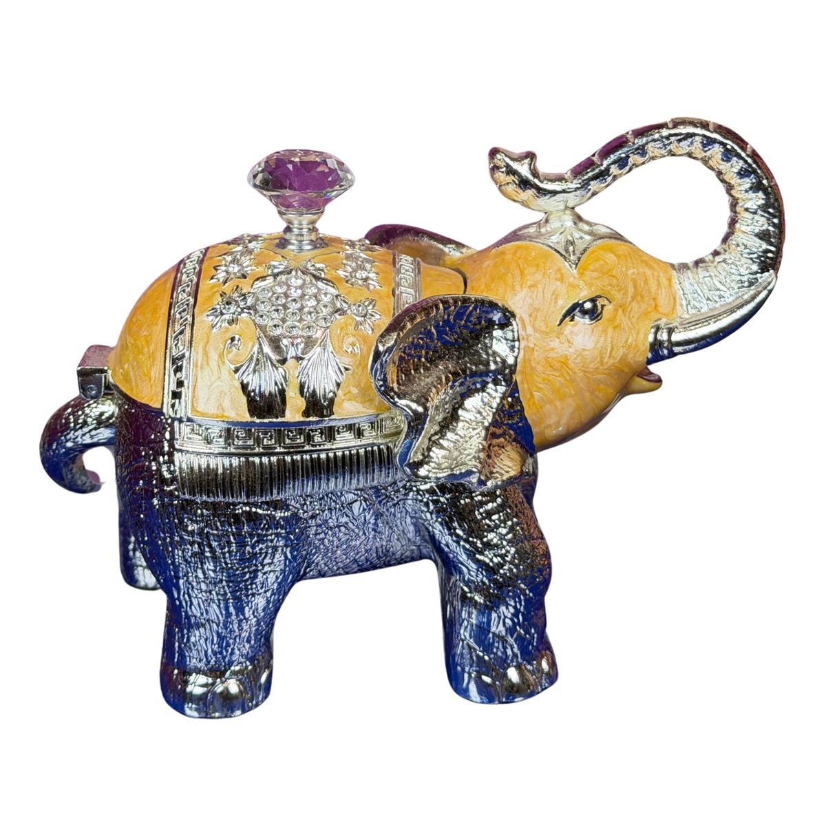 Royal Elephant Silver-Plated Dry Fruit Box in Soft Pastels