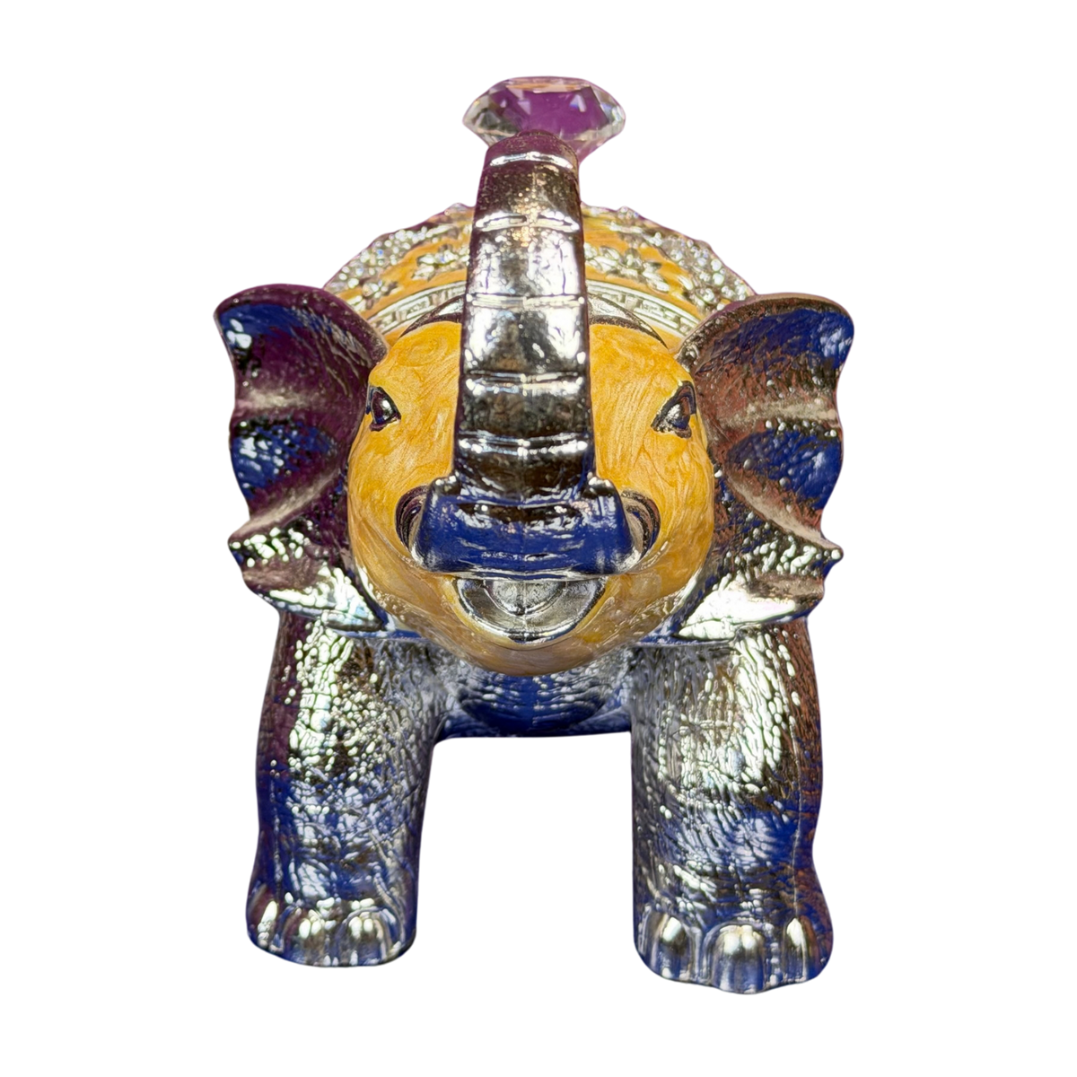 Royal Elephant Silver-Plated Dry Fruit Box in Soft Pastels