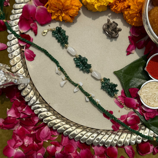 Green Aventurine & White Moonstone Rakhi Pair