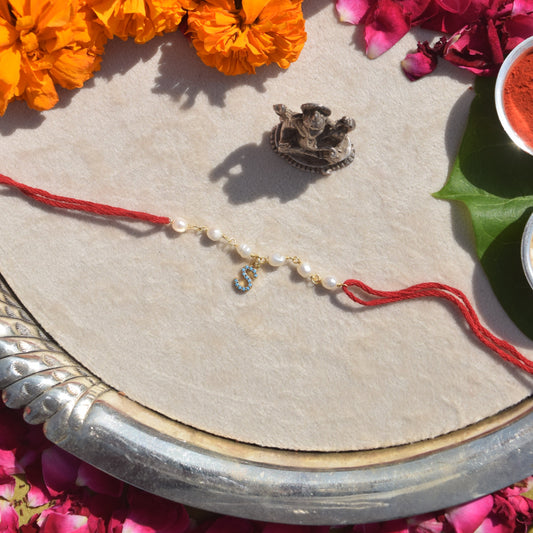 Natural Turquoise Alphabet Rakhi for Brother