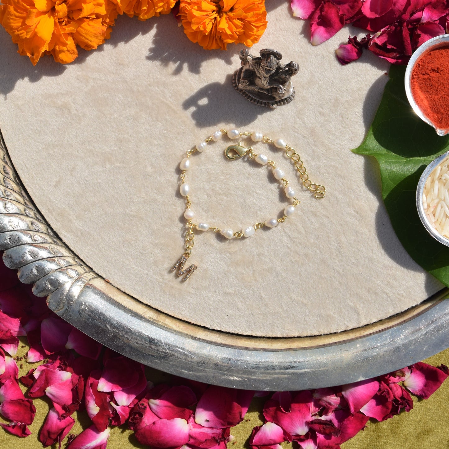 Natural Diamond Alphabet Rakhi for Brother