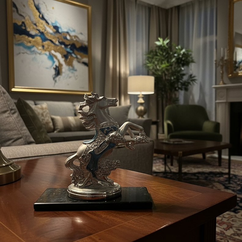 Spirit of the Wind: Silver Plated Horse on Mystic Stone