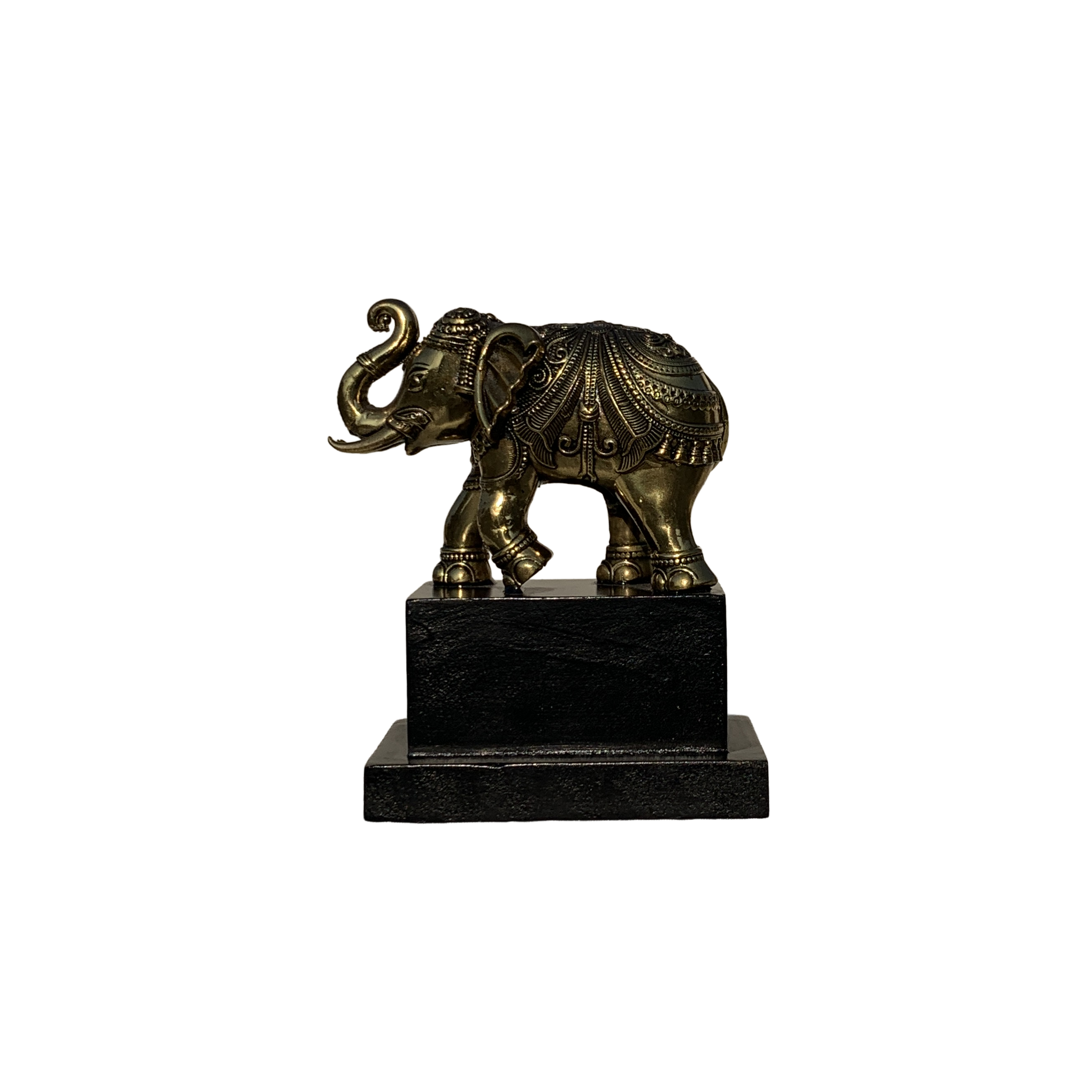 The Royal Gajraj: Handcrafted Brass Elephant on Wooden Stand