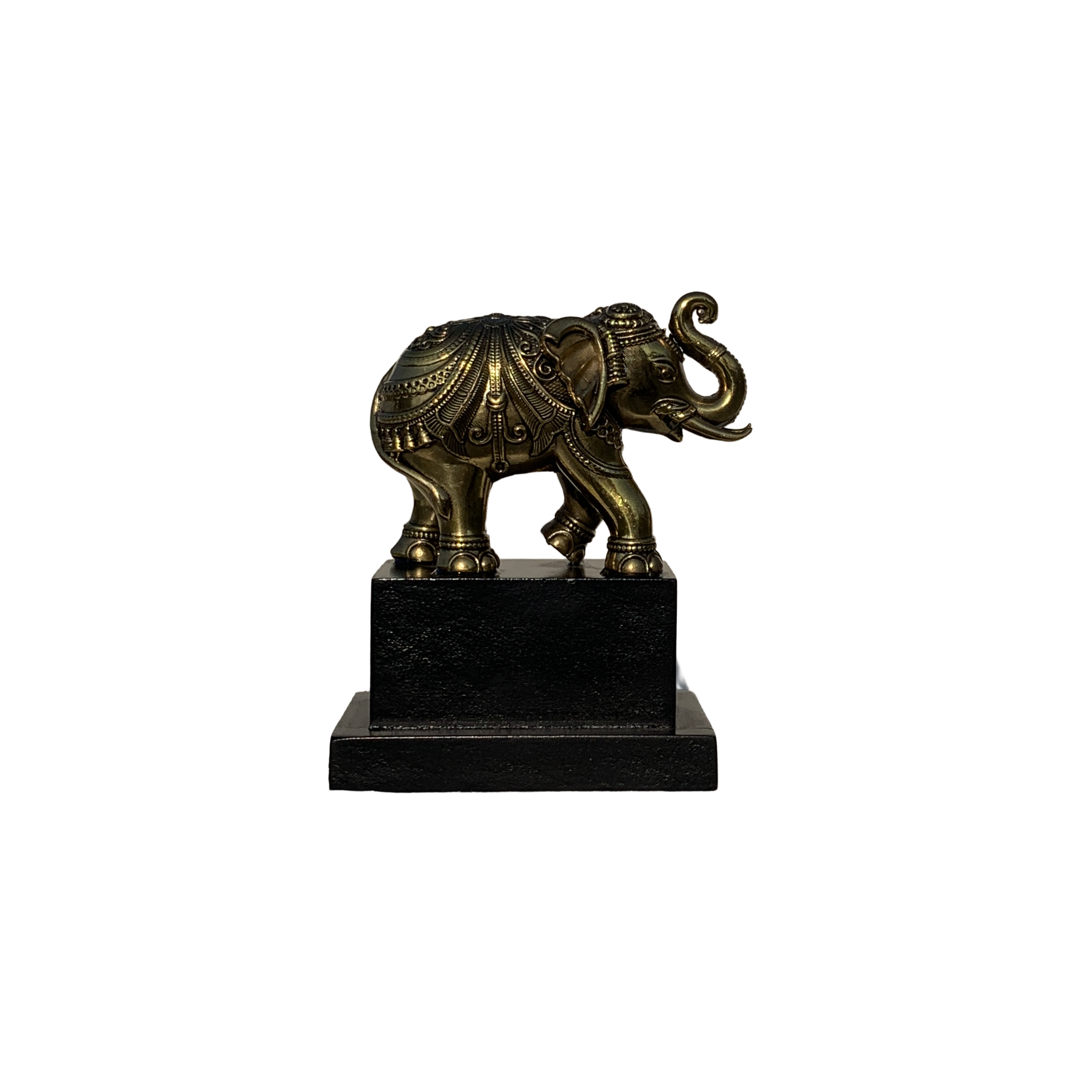 The Royal Gajraj: Handcrafted Brass Elephant on Wooden Stand