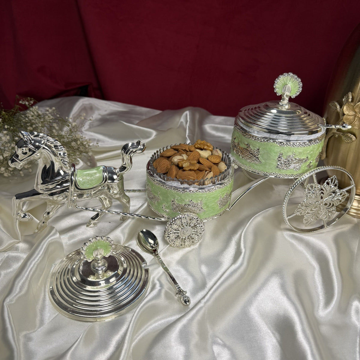The Royal Carriage: Silver-Plated Motif Dry Fruit Box