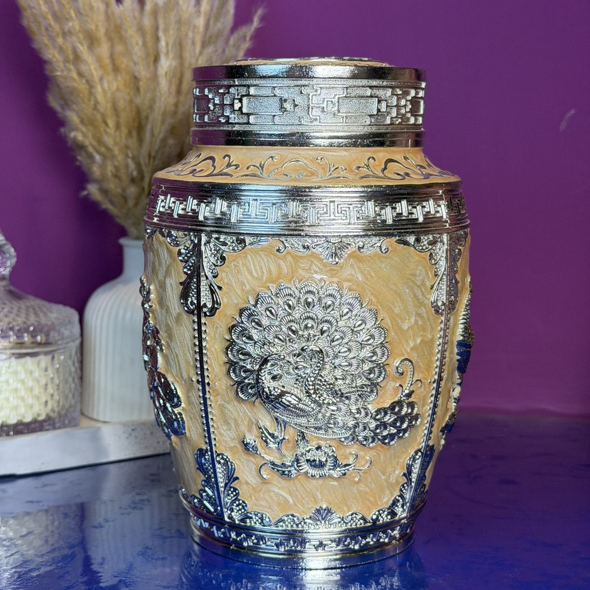 The Royal Motif: Contemporary Silver-Plated Dry Fruits Box
