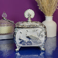 The Heritage Peacock: Pastel Silver-Plated Dry Fruit Box