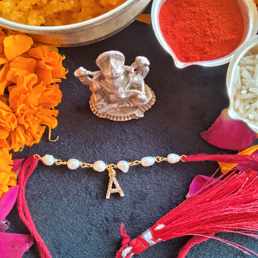 Natural Diamond Alphabet Rakhi for Brother