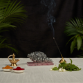 The Heart’s Offering: Silver Plated Shankh on Rose Quartz Stone