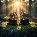 The Royal Gajraj: Handcrafted Brass Elephant on Wooden Stand